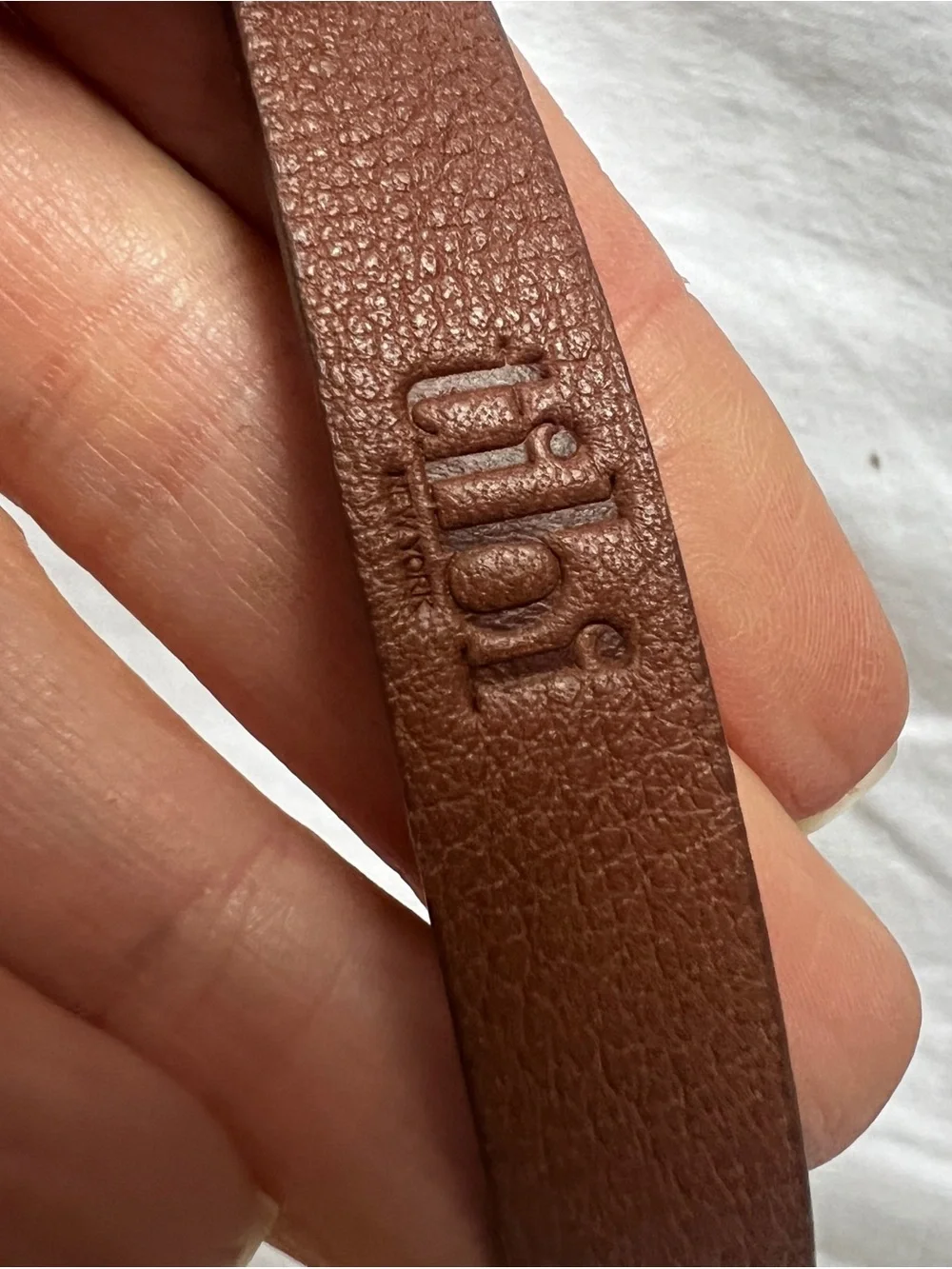Tibi Chestnut Brown Leather Double-Ring Skinny Belt with Brass Hardware One Size - Picture 5 of 10